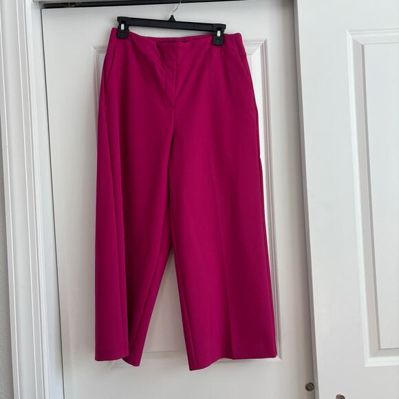 Rachel Zoe Wide Leg Cropped Pants Pleated  Fuchsia Sz 8 Contemporary Career - Picture 1 of 14